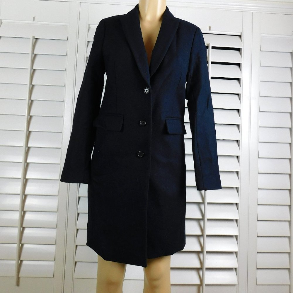 J. Crew Women's Black Wool Lady Day Coat Long Size 4